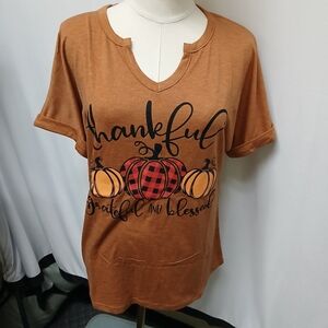 Women's Thankful Graphic Tee - Brown